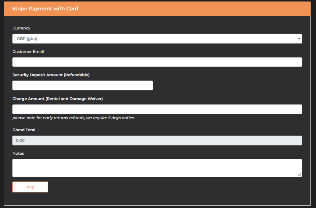 The Extra Mile online payment page